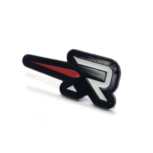 R Pin - 20mm, 2 Colour Enamel, 1 Pin and Clutch Fitting, Black Dye Plated