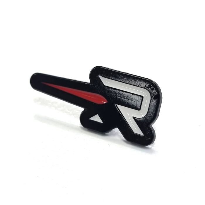 R Pin - 20mm, 2 Colour Enamel, 1 Pin and Clutch Fitting, Black Dye Plated
