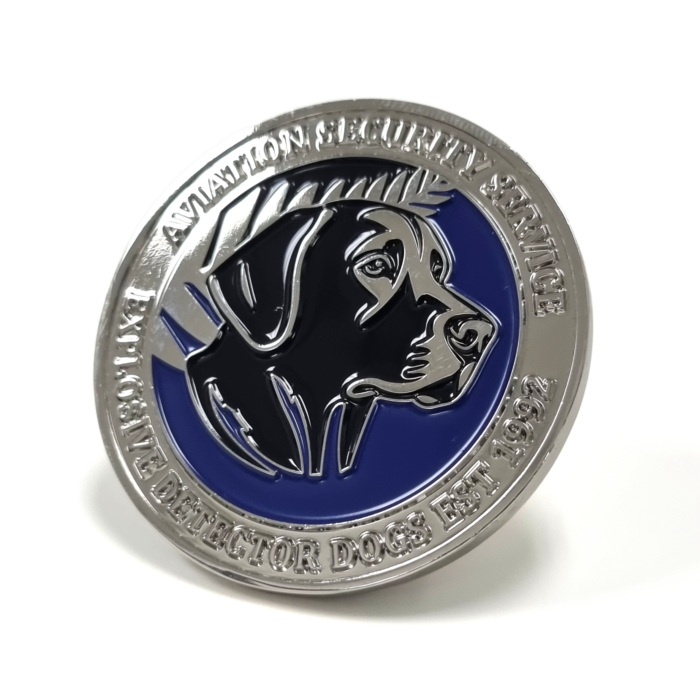 Civil Aviation Authority NZ Coin - 45mm,  2 Colour Enamel, No Fitting, Bright Nickel Plated