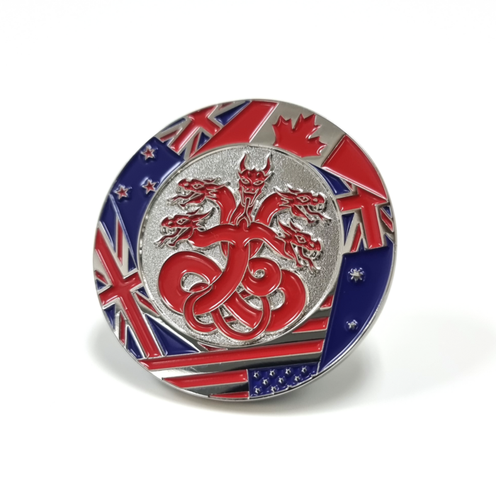 Ruby Hydra 2026 coin - 45mm,  2 Colour Enamel, No Fitting, Bright Nickel Plated